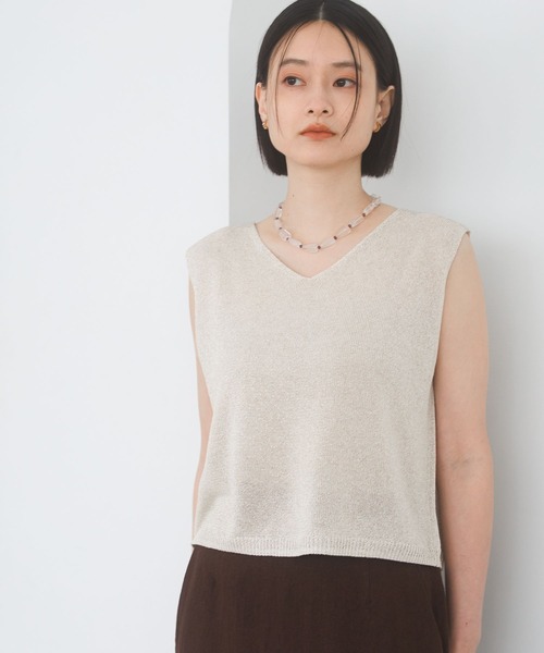 【Bibiy】新品未使用♡シルバー ラメノースリーブ ニット 早い者勝ち】bibiy シルバーラメ ノースリーブ トップス