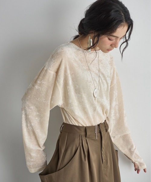 トップス MoA ap retro tシャツ フロントシャーリングデザインTシャツ