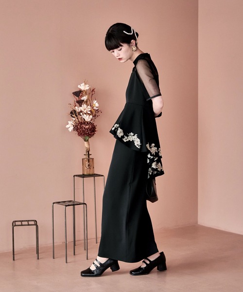 etoll.（エトル） ドレス 刺繍ペプラムビスチェ＆Iラインドレス