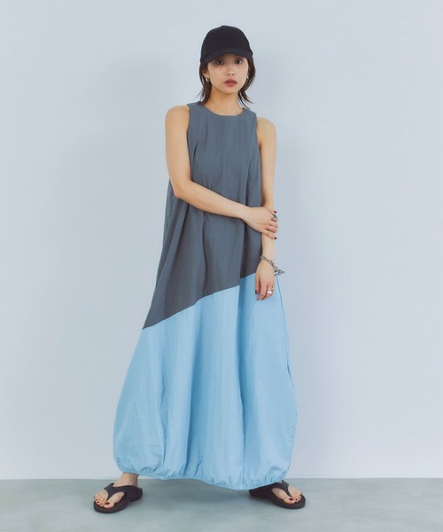 LOHEN ローヘン コクーンワンピース LIENCOEUR ワンピース 夏 リネアバイカラーコクーンワンピース