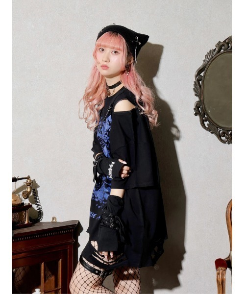 NOEMIE（ノエミー） tシャツ 病みねこチェーンダメージユニセックスT