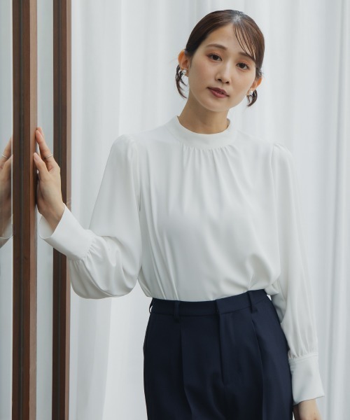 グリーンレーベルリラクシング ギャザーブラウス バルーン ボリューム 