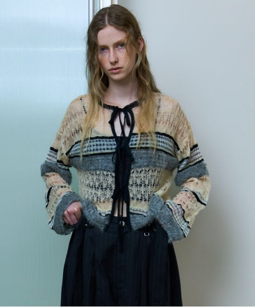 MAISON SPECIAL カーディガン　メゾンスペシャル　御洒落　M MAISON SPECIAL カーディガン Logo Jacquard Knit Cardigan/ロゴ