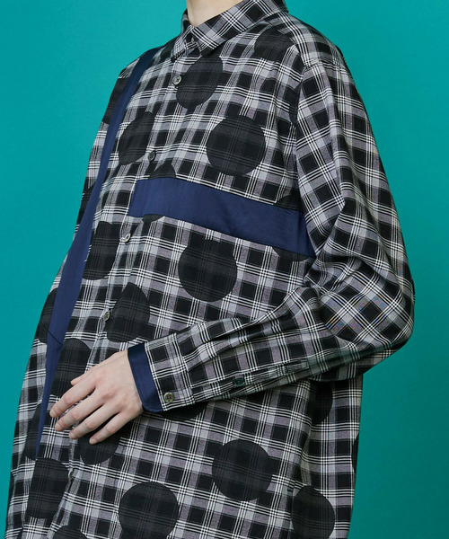 FRAPBOIS（フラボア） ブラウス シャツ チェックオンドット シャツ