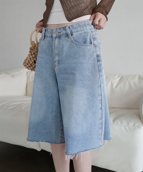 「UNE MANSION」 デニムハーフパンツ LARGE ブルー レディース