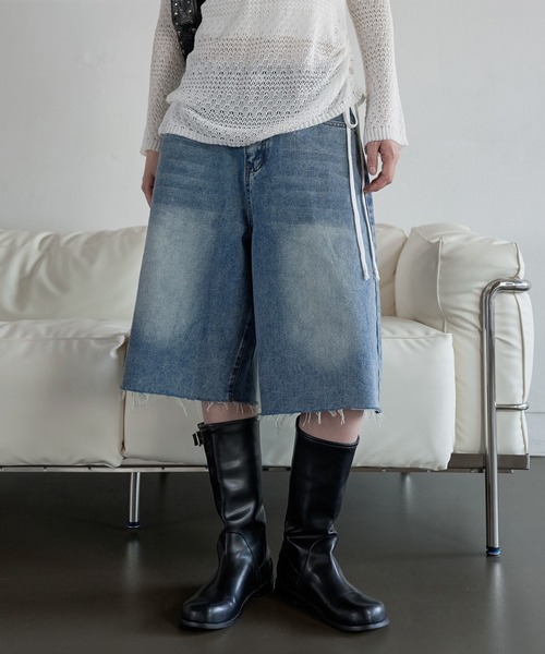 「UNE MANSION」 デニムハーフパンツ LARGE ブルー レディース