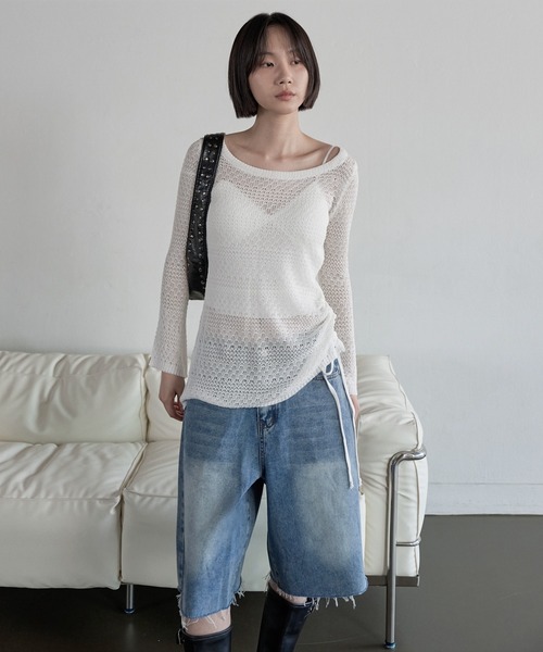 「UNE MANSION」 デニムハーフパンツ LARGE ブルー レディース