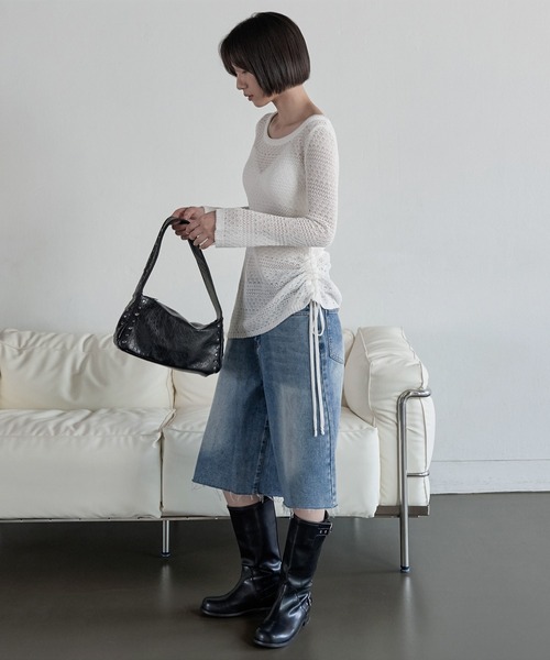 「UNE MANSION」 デニムハーフパンツ LARGE ブルー レディース