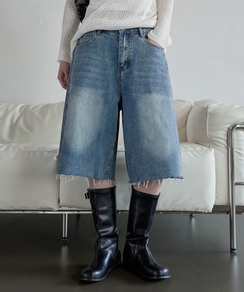 「UNE MANSION」 デニムハーフパンツ LARGE ブルー レディース