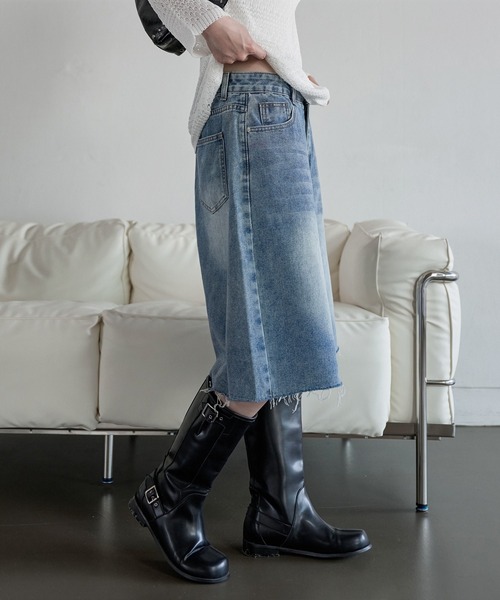 「UNE MANSION」 デニムハーフパンツ LARGE ブルー レディース