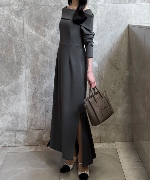 JUNOAH（ジュノア） ワンピース オフショル風マーメイドワンピース