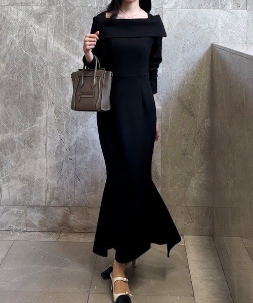 JUNOAH（ジュノア） ワンピース オフショル風マーメイドワンピース