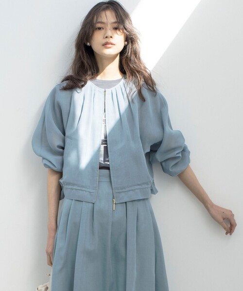 「組曲」 ジップアップブルゾン 2 グレー レディース_画像8