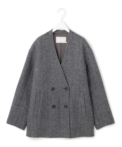 ICB（アイシービー） ノーカラーコート コート WoolRever ノーカラー