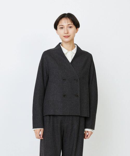 ジャケット ノーカラージャケット エステルウールエターミンノーカラージャケット レディース