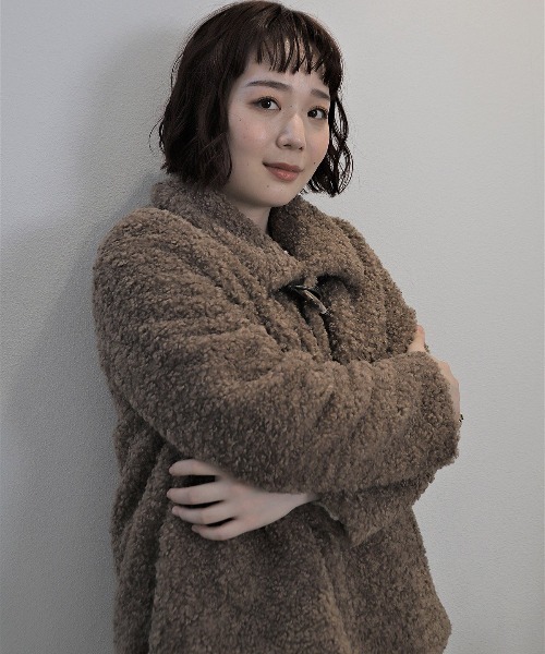 leswel コート アウター 「L〜5L 大きいサイズ」ループボアジャケット 