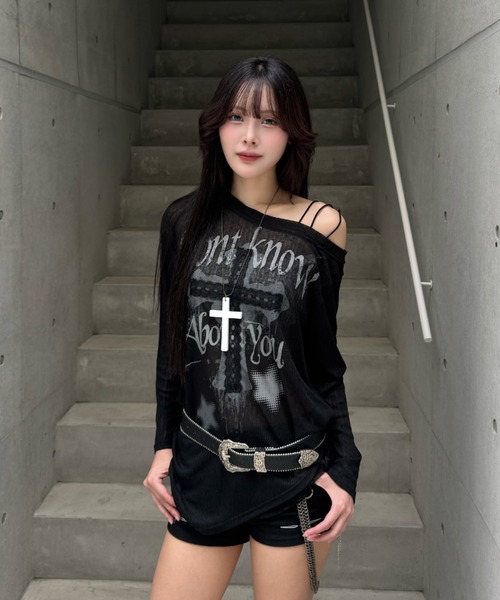 ZIPPER CLUB ニット セーター lace cross motif knit レディース