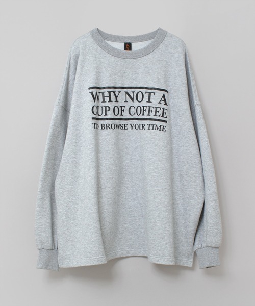 【シルバー杢】M2553 "コーヒーどうですか"プリントビッグプルオーバー URCH RNA tシャツ M2553 ”コーヒーどうですか”プリントビッグプル