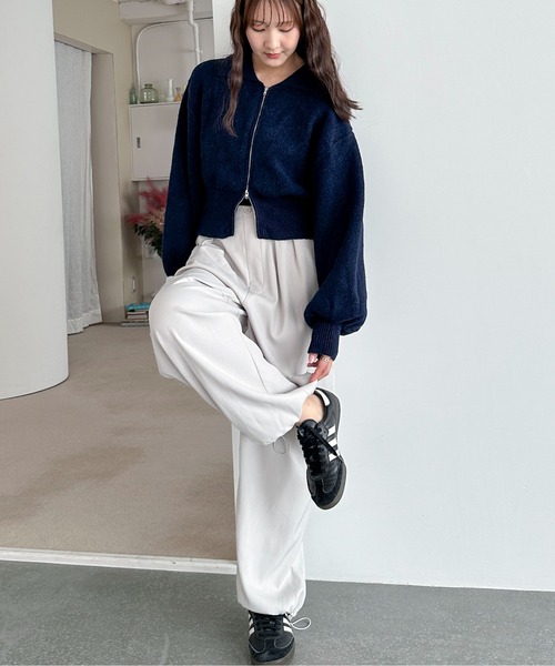 24SS エムズグレイシー 襟付き ジップカーディガン ネイビー シップス エニィ SHIPS any 《予約》SHIPS any:〈手洗い可能〉ハート