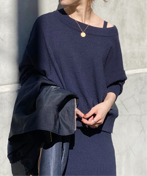 NOBLE（ノーブル） 長袖ニット FREE ネイビー レディース : ZOZOTOWN