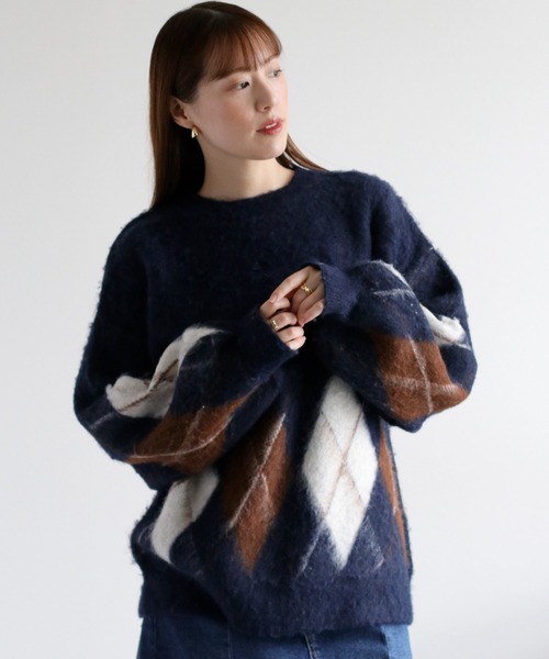 cepo（セポ） ニット セーター アーガイルニットプルオーバー