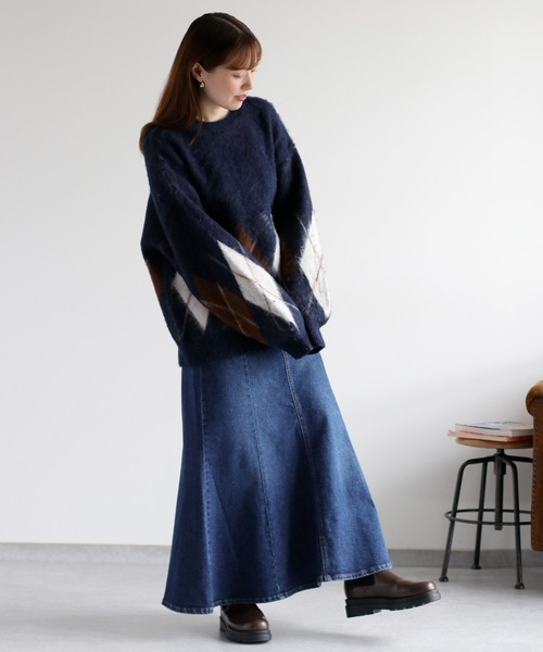 cepo（セポ） ニット セーター アーガイルニットプルオーバー