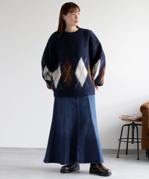 cepo（セポ） ニット セーター アーガイルニットプルオーバー