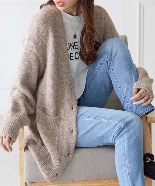 未使用 BLUMARINE カーディガン リブニット 2点セット カーディガン リブ付きメランジカーディガン レディース : ZOZOTOWN