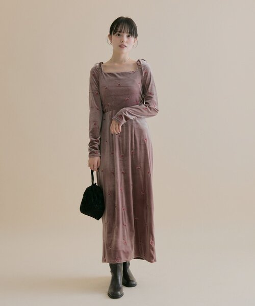 mystic（ミスティック） ワンピース 「森川企画」花柄ベロアワンピース