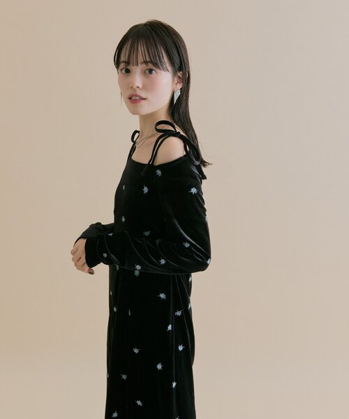 mystic（ミスティック） ワンピース 「森川企画」花柄ベロアワンピース