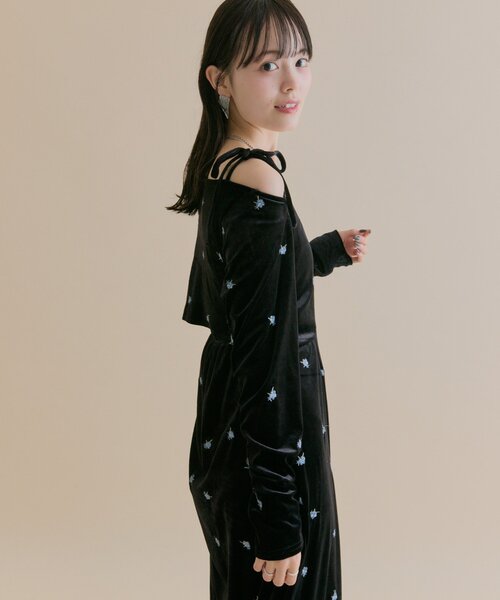 mystic（ミスティック） ワンピース 「森川企画」花柄ベロアワンピース