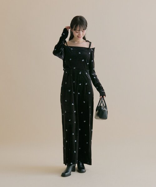 mystic（ミスティック） ワンピース 「森川企画」花柄ベロアワンピース