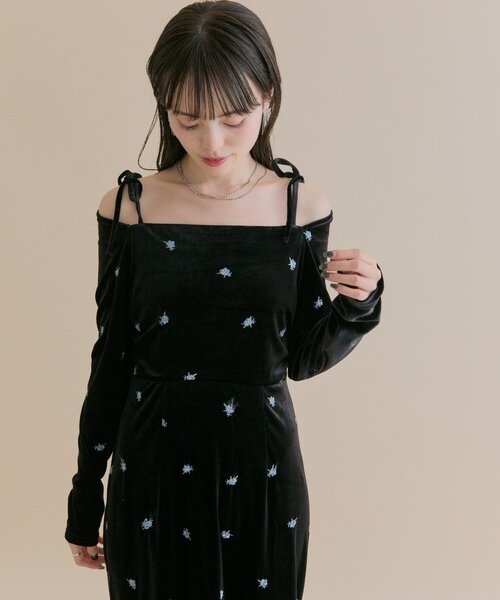 mystic（ミスティック） ワンピース 「森川企画」花柄ベロアワンピース