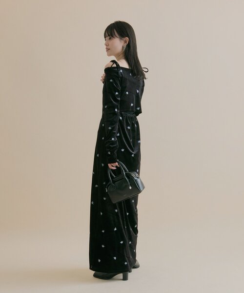 mystic（ミスティック） ワンピース 「森川企画」花柄ベロアワンピース