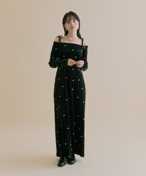 mystic（ミスティック） ワンピース 「森川企画」花柄ベロアワンピース