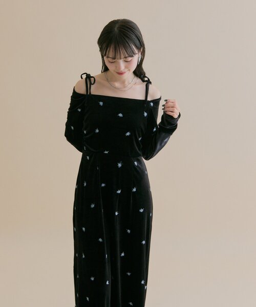 mystic（ミスティック） ワンピース 「森川企画」花柄ベロアワンピース