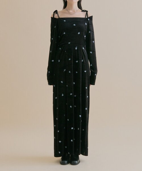 mystic（ミスティック） ワンピース 「森川企画」花柄ベロアワンピース