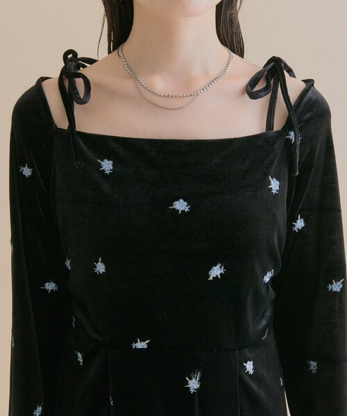 mystic（ミスティック） ワンピース 「森川企画」花柄ベロアワンピース