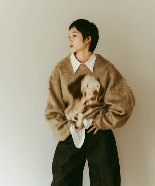 トップス Knuth Marf dalmatian shaggy knit green Knuth Marf（クヌースマーフ）dalmatian shaggy knit(unisex) | B'2nd