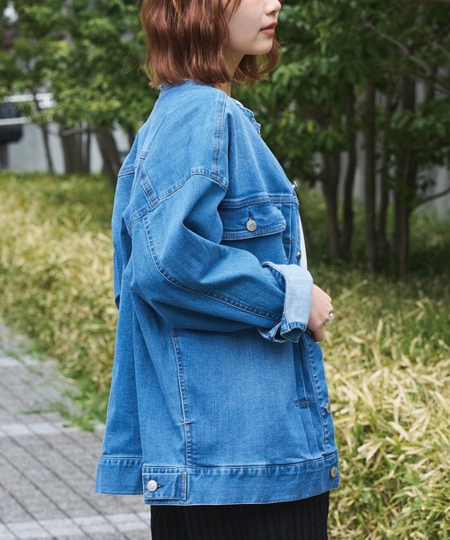 デニムジャケット　レディース　新品　未使用　生デニム　Gジャン　90s 日本製 LAVEANGE（ラビアンジェ） デニムジャケット gジャン ノーカラーデニム