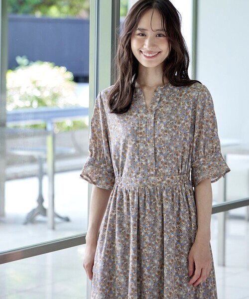 「Tiaclasse」 半袖ワンピース X-LARGE ネイビー レディース_画像4
