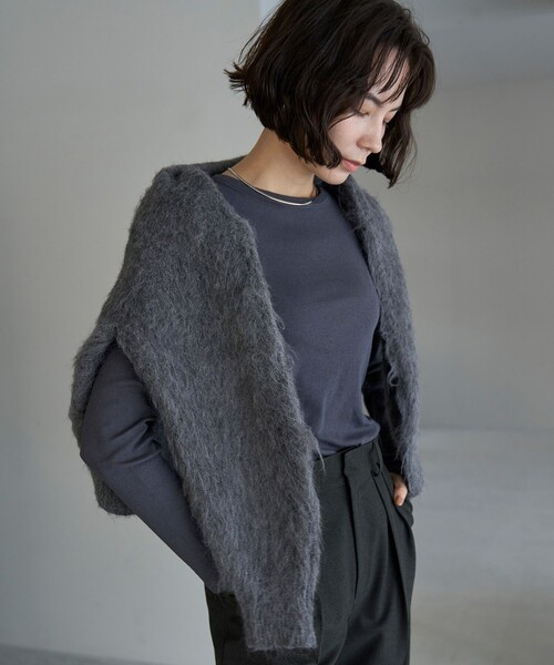 「UNFILO」 ニットカーディガン MEDIUM グレー レディース_画像9