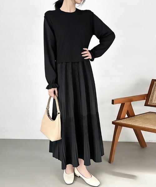 ワンピース プリーツワンピース×バックリボンベストセット : ZOZOTOWN