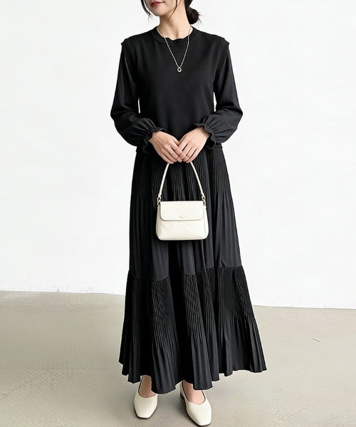 ワンピース プリーツワンピース×バックリボンベストセット : ZOZOTOWN