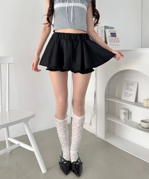 Loueme パンツ マイクロミニスカートレイヤーショートパンツ