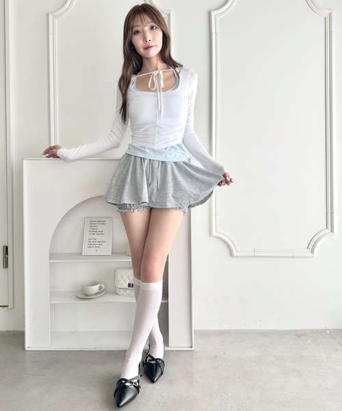 Loueme パンツ マイクロミニスカートレイヤーショートパンツ