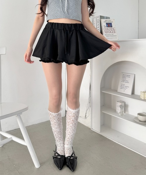 Loueme パンツ マイクロミニスカートレイヤーショートパンツ