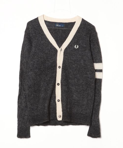 「FRED PERRY」 ニットカーディガン X-LARGE グレー メンズ