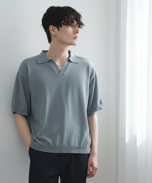CIYOT ポロシャツ 「CIYOT」ブークレ ショート スキッパーニット