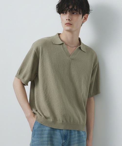CIYOT ポロシャツ 「CIYOT」ブークレ ショート スキッパーニット